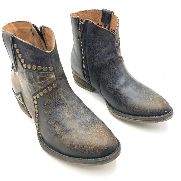 Circle G by Corral Star Inlay Studded Leather Ankle Boots Multicolor Size 7 M - Picture 2 of 10